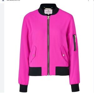 Juicy Couture Georgette Cerise Pink Bomber Jacket with Gold Tassel Size Small